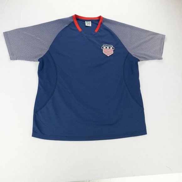 Panna Ole Mens Shirt Blue White XL Short Sleeve VNeck Sports USA Soccer Jersey - Picture 1 of 6